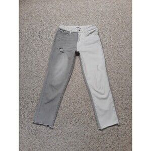 27 Flying Monkey High Rise Crop Skinny Two-Tone Raw Hem Distressed